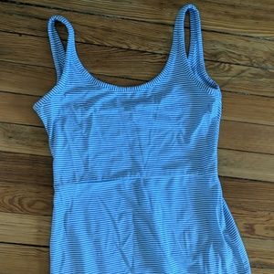 Gap tank maxi dress w/slit blue striped